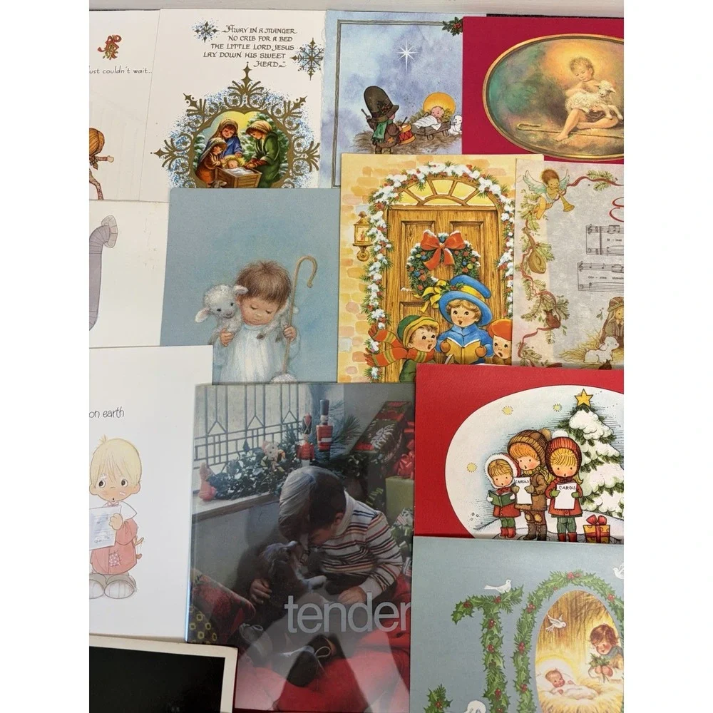 Vintage Christmas Cards Fronts ONLY Kids Children Scrapbooking Crafts Lot of 50+